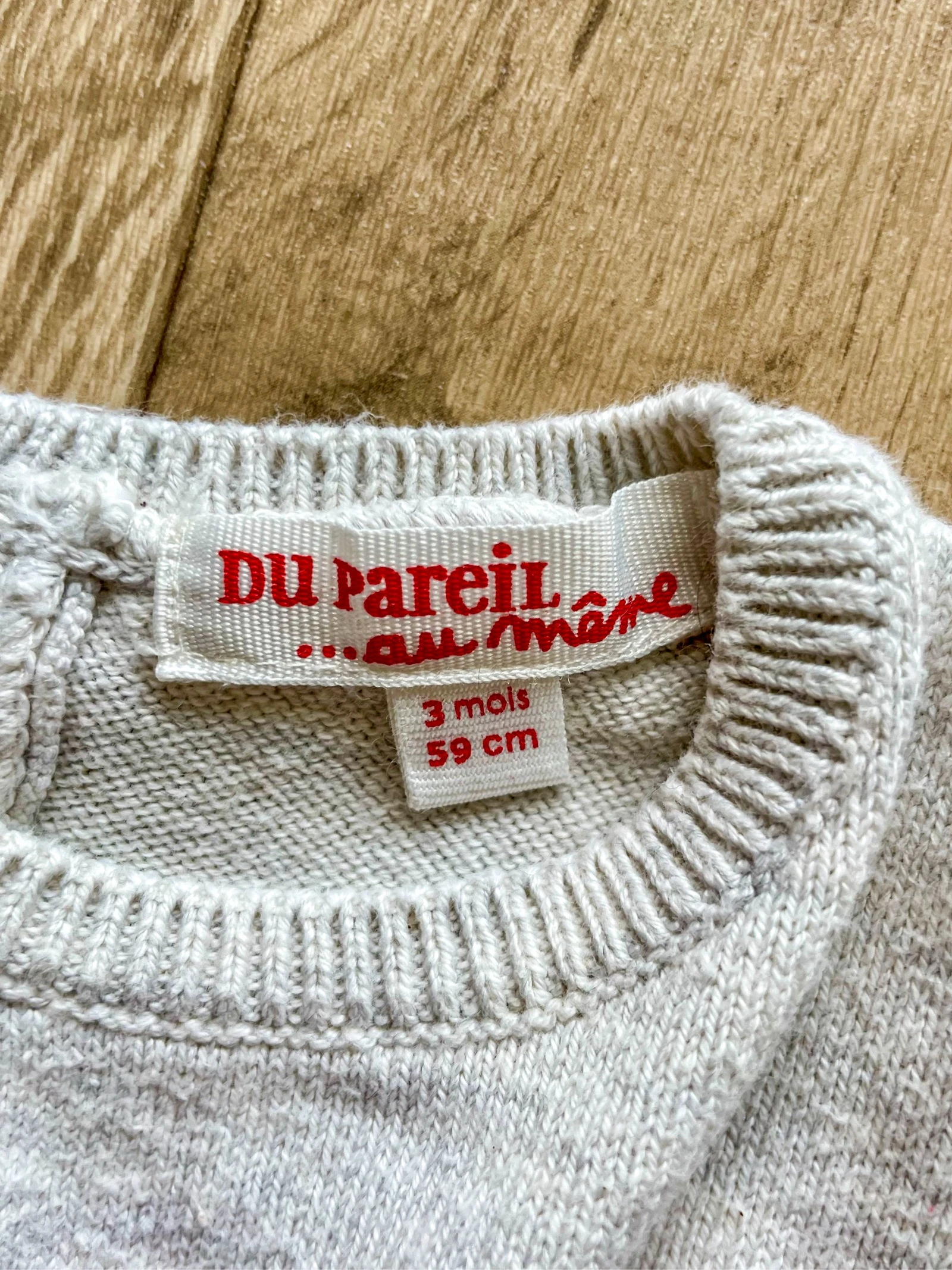 Baby girl beige giraffe sweater DPAM size 3 months – photo 4